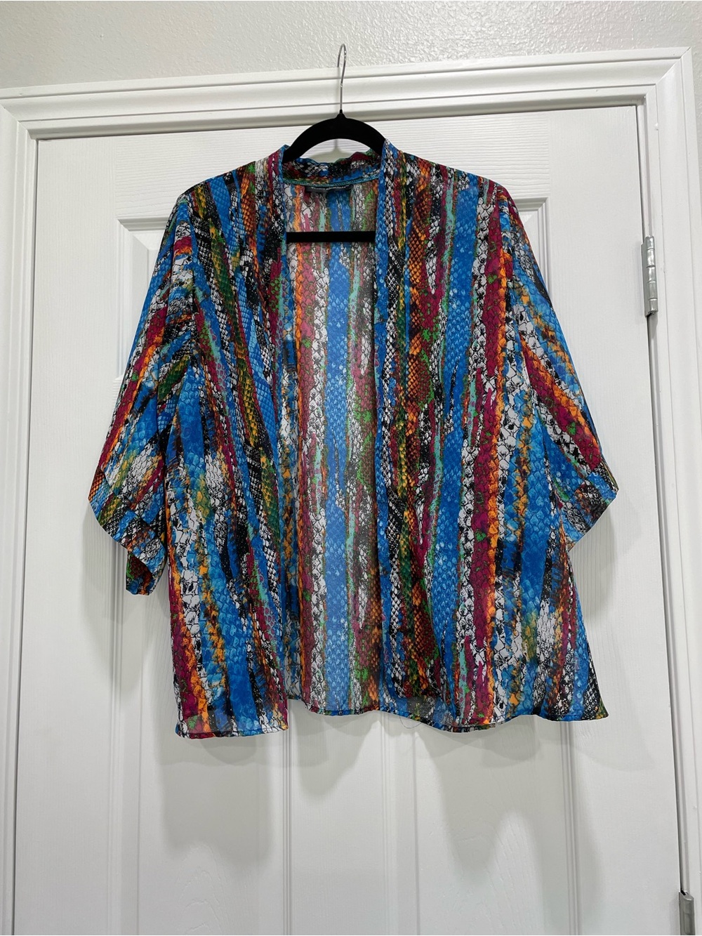 Multicolor Open-Front Kimono Jacket